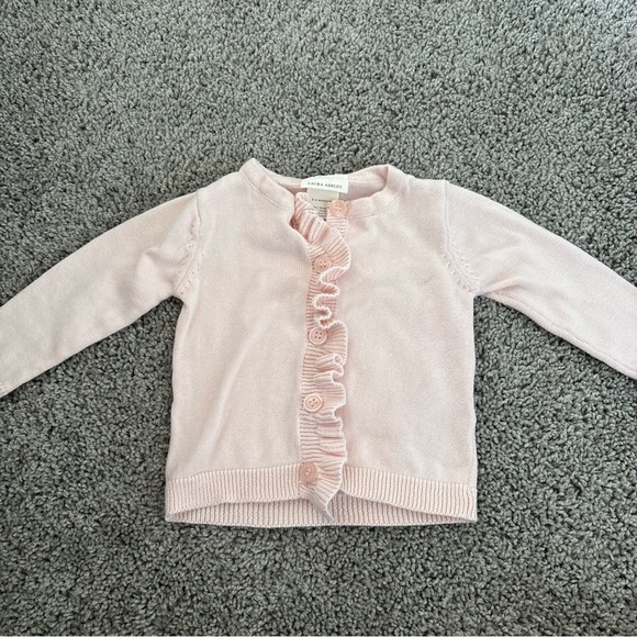 Laura Ashley Baby Girl Pink 100% Cotton Cardigan Size 3-6 Months - Picture 1 of 5